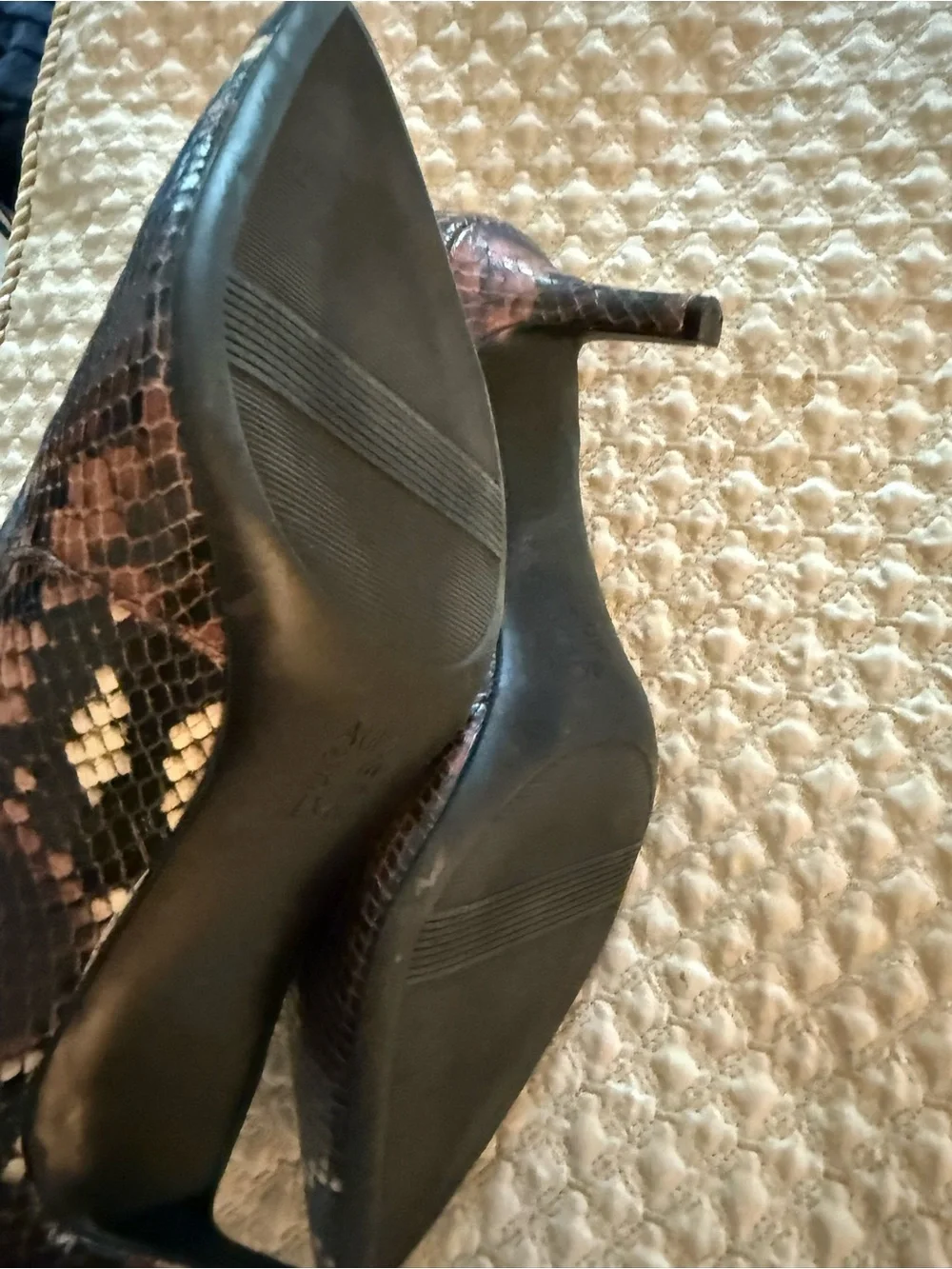 Naturalizer Brown Snake-Print Pointed Toe Booties